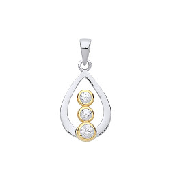 925 Sterling Silver & Gold Plated CZ Fancy Pendant