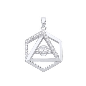 Gold Plated Floating CZ Hexagon Double Link Pendant
