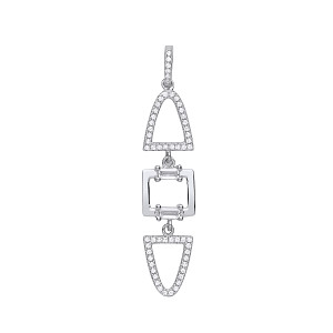 Silver CZ Triple Shape Fancy Drop Pendant