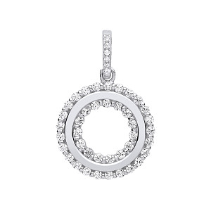 Silver CZ Fancy Circle Pendant