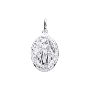 Silver Plated Oval St Christopher Pendant