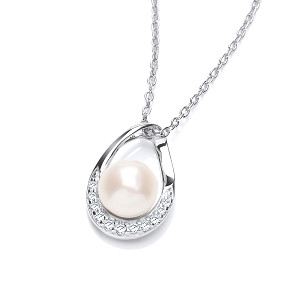 Silver CZ & Fresh Water Pearl Pendant
