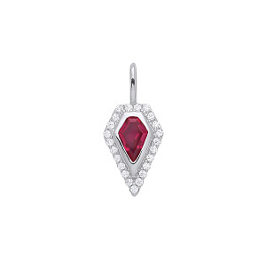 925 Sterling Silver Ruby & CZ Fancy Pendant