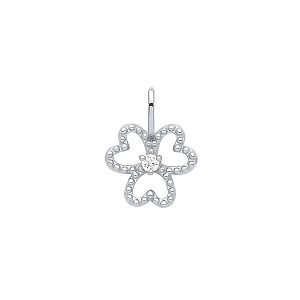 925 Sterling Silver CZ 3 Leaf Clover Pendant