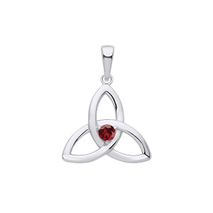Silver Garnet Celtic Trinity Knot Pendant