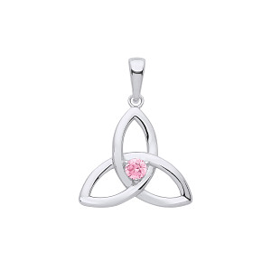 Silver Pink Celtic Trinity Knot Pendant