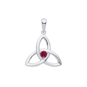 Silver Ruby Celtic Trinity Knot Pendant