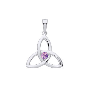 Silver Violet Celtic Trinity Knot Pendant