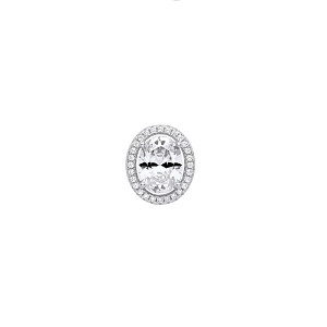 Silver CZ Oval Cluster Pendant