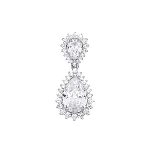 Silver CZ Fancy Pear Drop Pendant