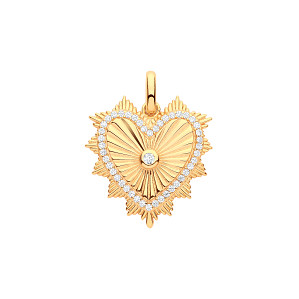 Gold Plated CZ Fancy Heart Pendant