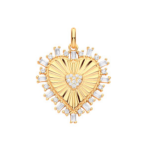 Gold Plated CZ Fancy Heart Pendant