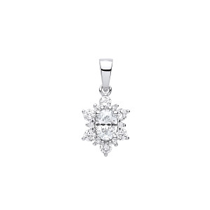 Silver CZ Cluster Pendant