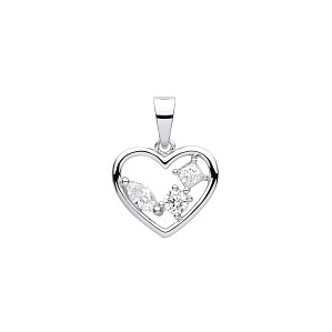 Silver CZ Fancy Heart Pendant