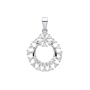 Silver CZ Fancy Circle Pendant