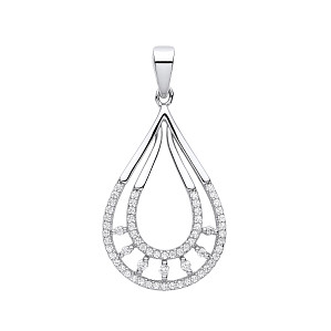 Silver CZ Fancy Pear Drop Pendant