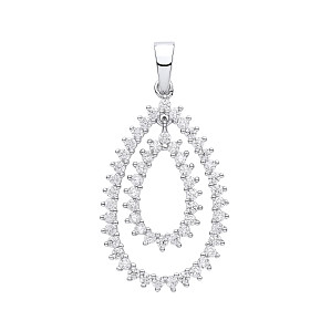 Silver CZ Fancy Pear Drop Pendant