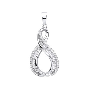 Silver CZ Twist Fancy Pendant