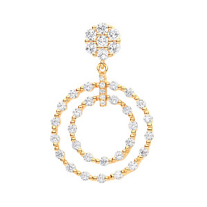 Gold Plated Fancy CZ Double Circle Pendant