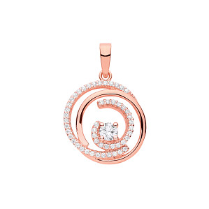 Rose Gold Plated CZ Fancy Circle Pendant