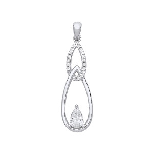 Silver CZ Fancy Drop Pendant