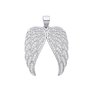 Silver CZ Angel Wings Pendant