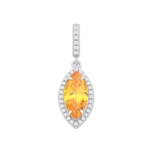 Silver CZ & Citrine Marquise Cut Pendant