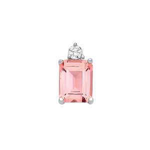 Silver CZ Salmon Nano Baguette Pendant