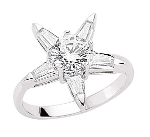 925 Sterling Silver CZ Star Dress Ring