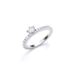 925 Sterling Silver CZ Solitaire Upper Finger Ring