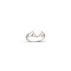 925 Sterling Silver Kids Plain Heart Ring With Cut Out Shoulders
