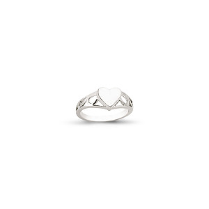 925 Sterling Silver Kids Plain Heart Ring With Cut Out Shoulders