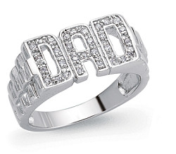 925 Sterling Silver Gents CZ 'DAD' Ring With Watch Strap Sides