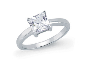 925 Sterling Silver CZ Single Square Stone Dress Ring