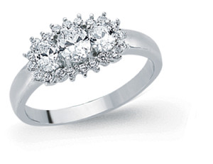 925 Sterling Silver Cubic Zirconia Cluster Boat Ring