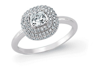 925 Sterling Silver Cubic Zirconia Cushion Cut Micro Pave Ring