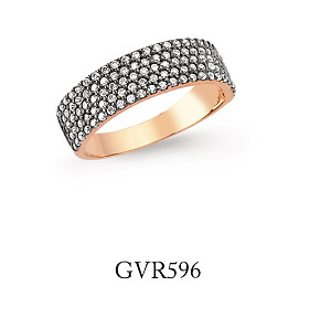 CZ MicroPave Rose Gold Plated Band With Black Rodium Plating