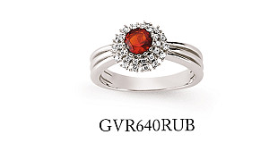 925 Sterling Silver Cubic Zirconia Ruby Cluster Ring