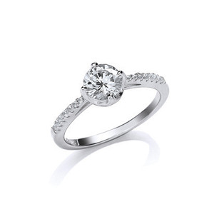 925 Sterling Silver CZ Fancy So;itaire Ring