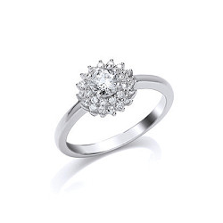 925 Sterling Silver CZ Cluster Solitaire Ring
