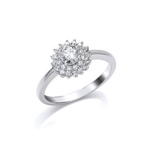 925 Sterling Silver CZ Cluster Solitaire Ring