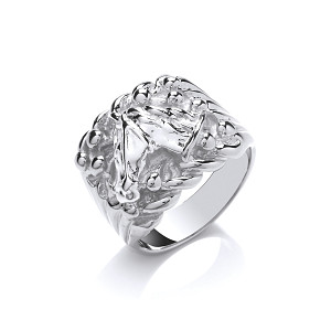 925 Sterling Silver Gents Horse Head Keeper Ring