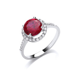925 Sterling Silver CZ Round Creative Ruby Ring