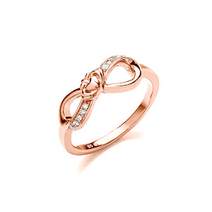 925 Rose Plate Fancy Infinity & Claddagh Syle Ring