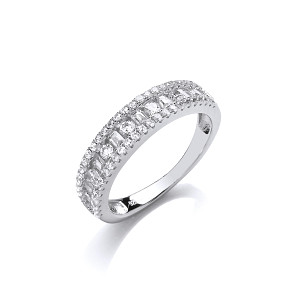 925 Sterling Silver CZ Fancy Half Eternity Ring