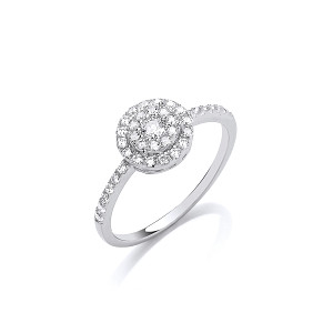 Silver CZ Fancy Solitaire Ring