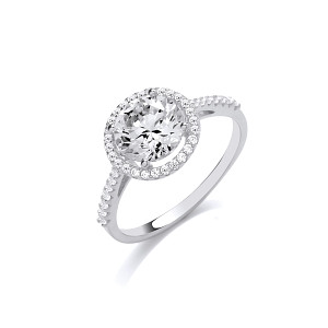 Silver CZ Round Cut Halo Ring