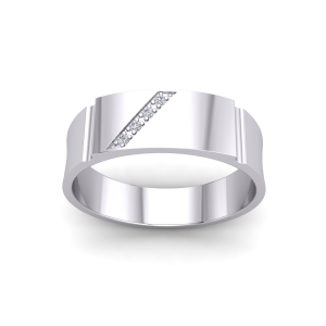 Silver PT Plate Gents Rectangle CZ Signet Ring
