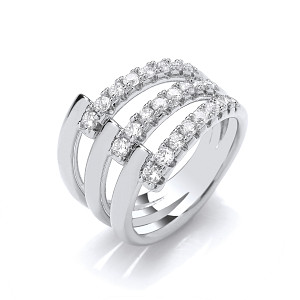Silver CZ Fancy Crossover Ring