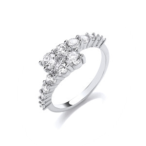 Silver CZ Fancy Crossover Ring